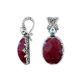 AP-8027-RB Sterling Silver Pendant With Ruby,Blue Topaz Q. & Enhancer Pendant Bail Jewelry Bali Designs Inc